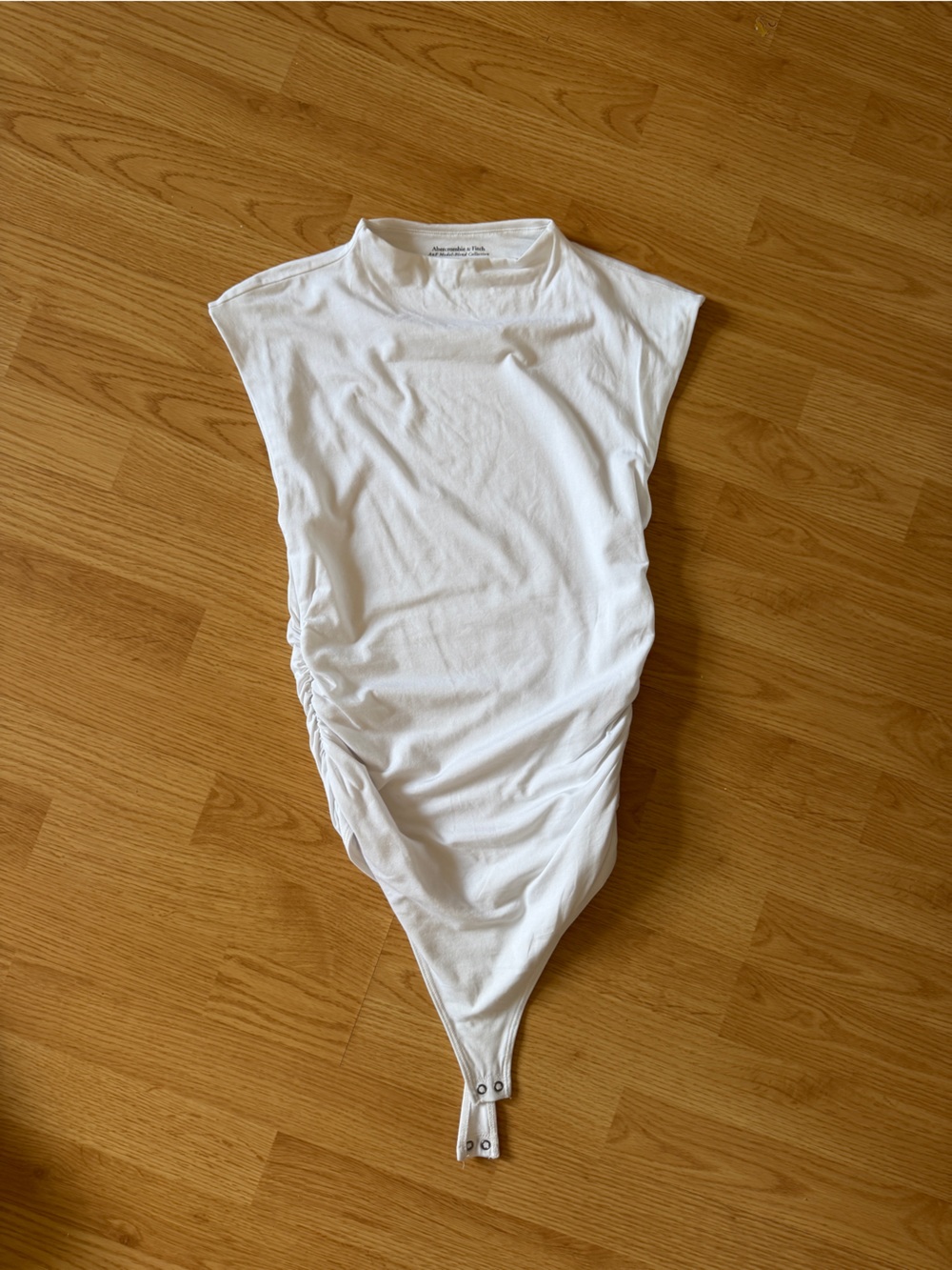 Abercrombie & Fitch White Ruched One-Piece Bodysuit
